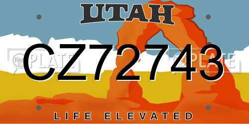 CZ72743 Utah License Plate