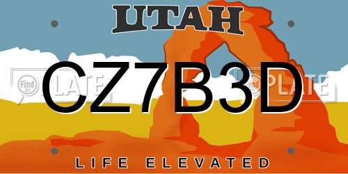 CZ7B3D Utah License Plate