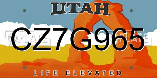 CZ7G965 Utah License Plate