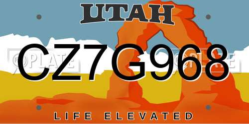 CZ7G968 Utah License Plate