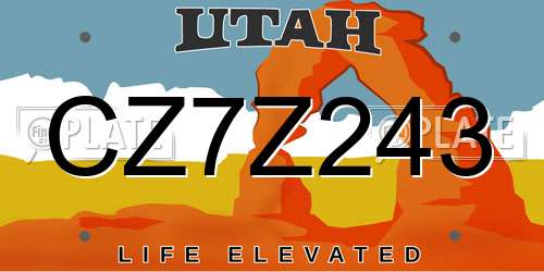 CZ7Z243 Utah License Plate