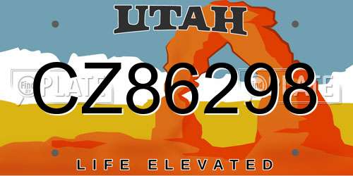 CZ86298 Utah License Plate