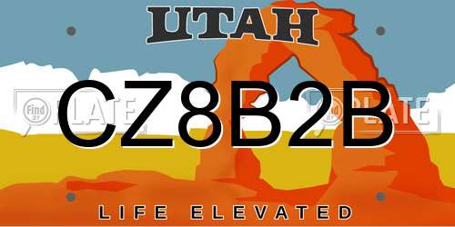 CZ8B2B Utah License Plate