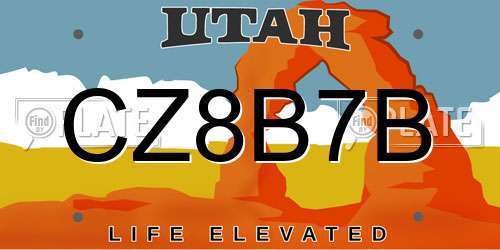 CZ8B7B Utah License Plate