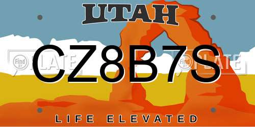 CZ8B7S Utah License Plate