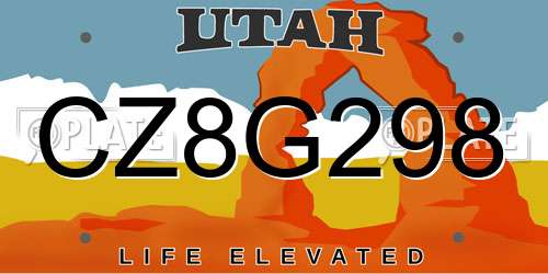 CZ8G298 Utah License Plate