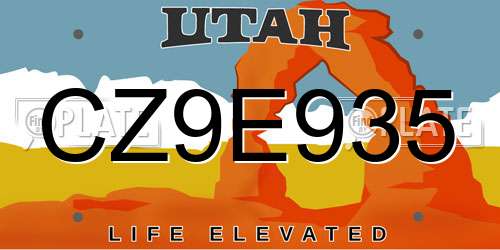 CZ9E935 Utah License Plate