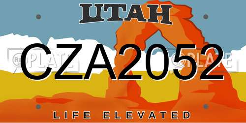 CZA2052 Utah License Plate