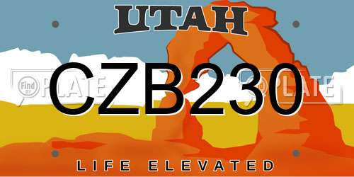 CZB230 Utah License Plate