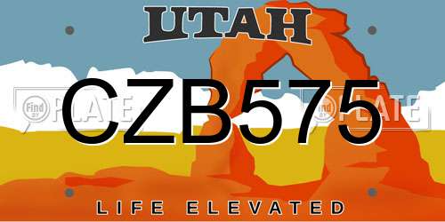 CZB575 Utah License Plate