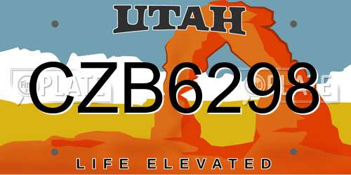 CZB6298 Utah License Plate