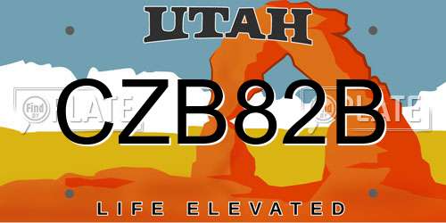 CZB82B Utah License Plate