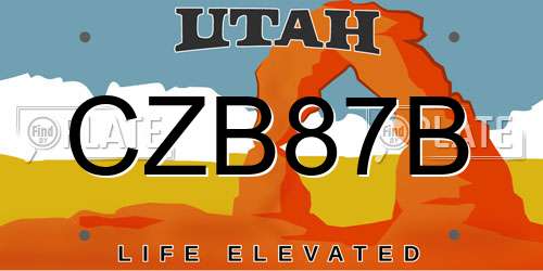 CZB87B Utah License Plate