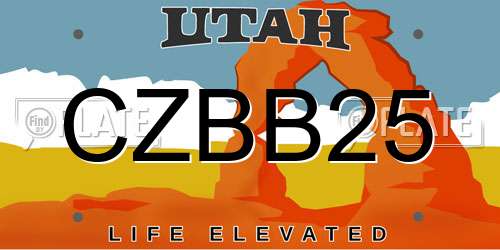 CZBB25 Utah License Plate