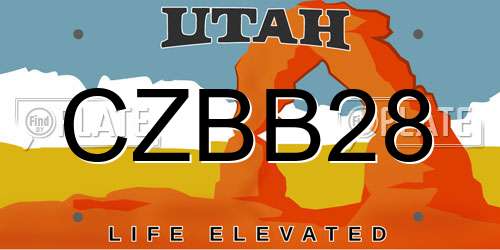 CZBB28 Utah License Plate