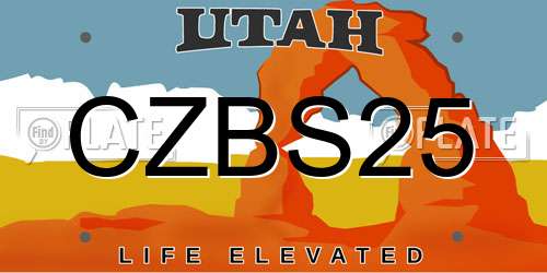 CZBS25 Utah License Plate