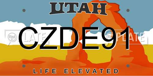 CZDE91 Utah License Plate