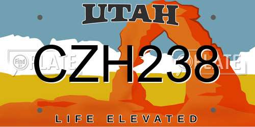 CZH238 Utah License Plate