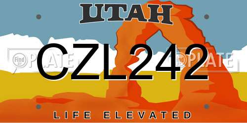 CZL242 Utah License Plate
