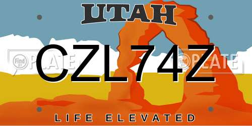 CZL74Z Utah License Plate