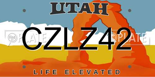CZLZ42 Utah License Plate