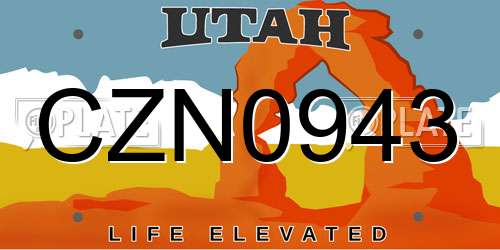CZN0943 Utah License Plate
