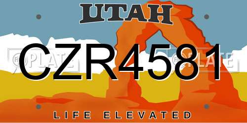 CZR4581 Utah License Plate