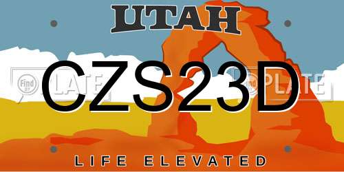 CZS23D Utah License Plate