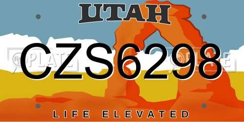 CZS6298 Utah License Plate
