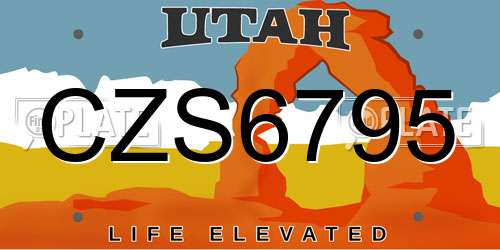 CZS6795 Utah License Plate