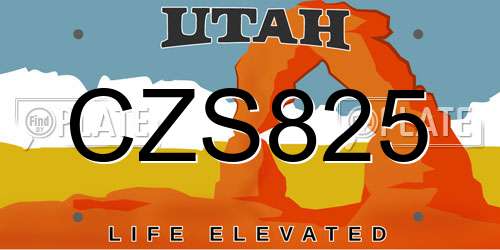 CZS825 Utah License Plate