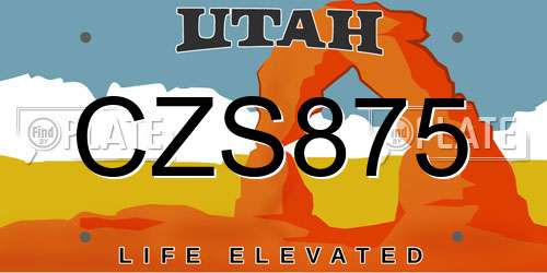 CZS875 Utah License Plate