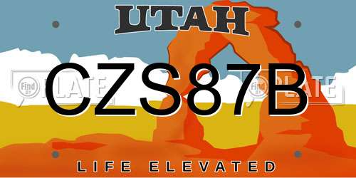 CZS87B Utah License Plate