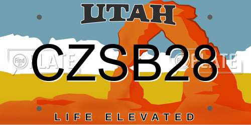 CZSB28 Utah License Plate