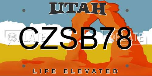 CZSB78 Utah License Plate
