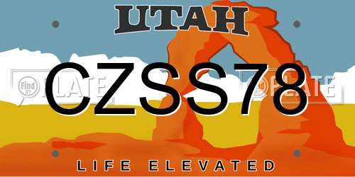 CZSS78 Utah License Plate