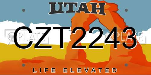 CZT2243 Utah License Plate