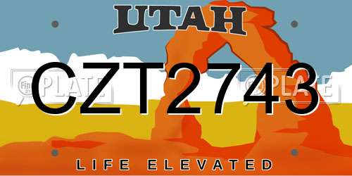 CZT2743 Utah License Plate