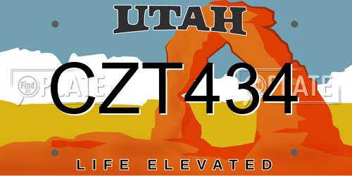 CZT434 Utah License Plate
