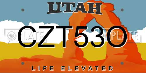 CZT53O Utah License Plate