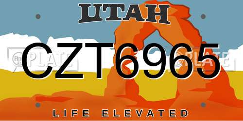 CZT6965 Utah License Plate