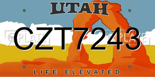 CZT7243 Utah License Plate