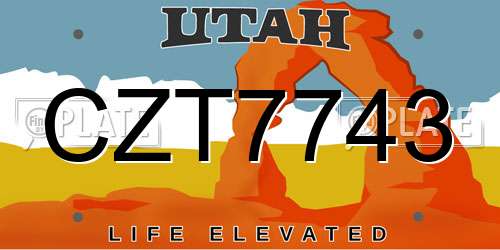 CZT7743 Utah License Plate