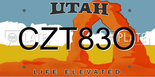 CZT83O Utah License Plate