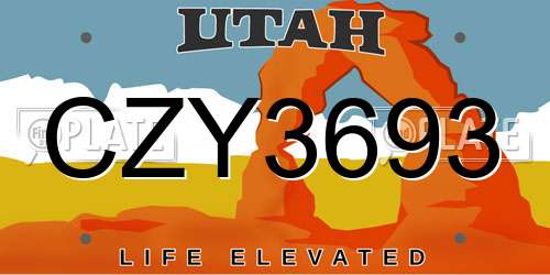 CZY3693 Utah License Plate