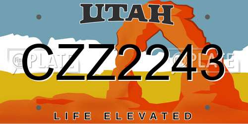 CZZ2243 Utah License Plate