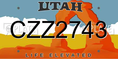 CZZ2743 Utah License Plate