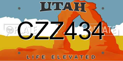 CZZ434 Utah License Plate