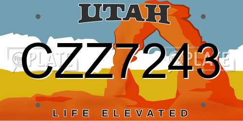 CZZ7243 Utah License Plate