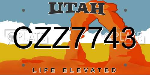 CZZ7743 Utah License Plate